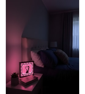 Işıltılı Aşk Silüeti - Dekoratif Lazer Kesim Led Gece Lambası Pembe