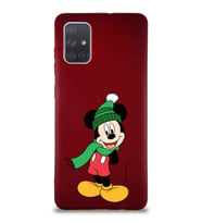 Samsung Galaxy A71 Soft Premier Kapak Mickey Mouse-G Tasarımlı Silikon Kılıf - Mürdüm (Şeffaf)