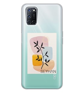 Oppo Brush Leaf Tasarımlı Şeffaf Telefon Kılıfı