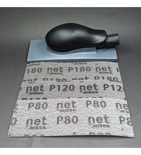 MIRKA HANDSANDİNG ZIMPARA EL TAKOZU VE CIRTLI TEL ELEK ZIMPARA SET ( 80-120-180 KUM ) 70 X 198 MM (Gri)