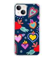 PrintiFy Apple  iPhone 13 ile Uyumlu 1mm Slim Fit Retro Renkler 3 Baskılı Şeffaf  Kılıf