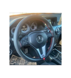 Dikişli Direksiyon Kılıfı Damarlı Siyah Deri Kırmızı Dikişli Mercedes C Için Hızlı Kargo