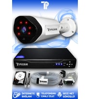 PICAM 1 Kameralı Uzay 1 Dış Kamera Set 500 GB HDD Full HD Gece Görüşlü Güvenlik Kamerası Sistemi