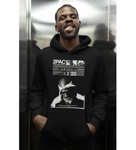 2Pac Tasarım Rapper Tupac Baskılı Unisex Oversize Şarkıcı Hoodie