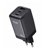 SChitec 65W GaN 3 Çıkışlı 2xType-C + UsbA QC 3.0 Hızlı Şarj Adaptörü Başlığı HG/TA-56EU