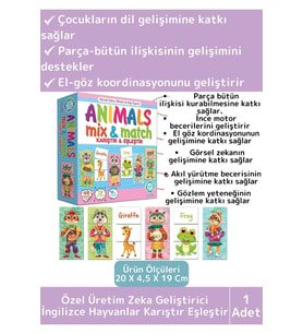 Premium Eğitici Zeka Dil Geliştirici Çocuk El Göz Koordinasyon Animals Mix & Match Karıştır Eşleştir