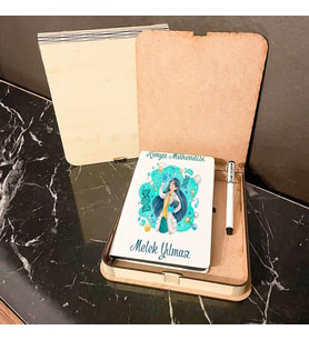 Kimya Mühendisine Hediye Ahşap Kutulu Defter Kalem Set 001