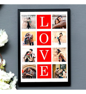 Sevgiliye Özel LOVE Tasarımlı Kolaj Yapışan Çerçeve Aşk Tablosu Sevgiliye Hediye