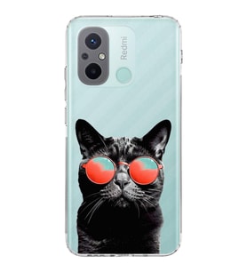 PrintiFy Xiaomi Redmi 12C ile Uyumlu Kedi 3 Kamera Korumalı Şeffaf Kılıf