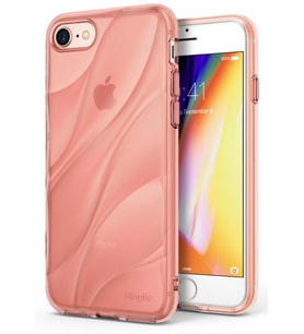 Ringke Flow iPhone 7/8 ile Uyumlu KIlıf Rose Gold 3D Dalga Efekti Hafif Esnek Renkli Transparan