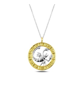 Burç Akrep Gold 925 Ayar Gümüş Kolye