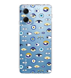PrintiFy Xiaomi Redmi Note 12 4G ile Uyumlu Nazar Boncuğu 2  Kamera Korumalı Şeffaf Silikon Kılıf