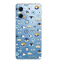 PrintiFy Xiaomi Redmi Note 12 4G ile Uyumlu Nazar Boncuğu 2  Kamera Korumalı Şeffaf Silikon Kılıf