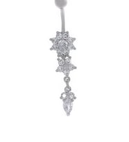 Kadın Çiçek Model Sallantılı Çelik Piercing (Gümüş)