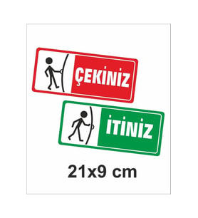 Itiniz Çekiniz Kapı Uyarı Etiketi Sticker (9x21 Cm) (Karışık)