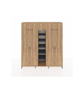 Hyperion Dolap 12 Raflı 9 Kapaklı 2 Askılı 220x44x243 Çam-Çam/Antrasit