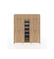 Hyperion Dolap 12 Raflı 9 Kapaklı 2 Askılı 220x44x243 Çam-Çam/Antrasit