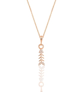 Gümüş rose zirkon taşlı balık kılçığı modeli kolye SGTL11873ROSE