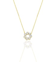 Gümüş altın yaldızlı baget kesim zirkon taşlı yıldız çiçeği  kolye SGTL12792GOLD