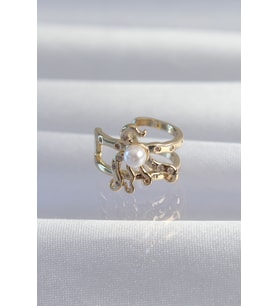 Pirinç Gold Renk İncili Ahtapot Earcuff Küpe 5886 - HPSBYI9858-9870
