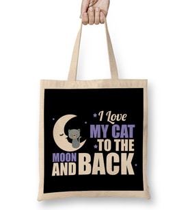 Cute I Love My Cat To The Moon and Back Bez Çanta Uzun Saplı