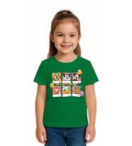 Unisex Disney Baskılı Çocuk Tişört pamuklu penye kumaş (Yeşil)