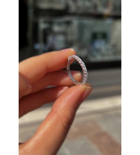 Gümüş 2 mm taşlı ince tamtur gümüş yüzük alyans