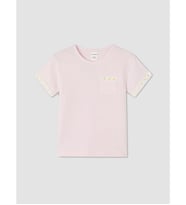 LCW Kids Pembe Bisiklet Yaka Nakışlı Kız Çocuk Tişört
