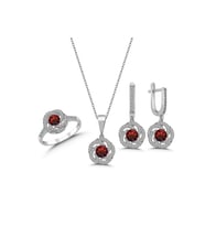 Kırmızı Taşlı Modern Takı Seti Elegant Tarz