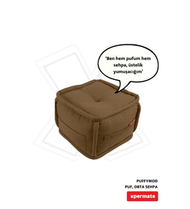Dekoratif Kare Puf Bench 40x40x32 cm Kahverengi