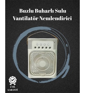 USB Bağlantılı 3'ü 1 Arada Nemlendirici Mini Klima Fan 7 Renk Işıklı