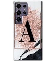 Galaxy S24 Ultra Kılıf HD Desen Baskılı Kılıf - Pembe Mermer Desenli A Harfi