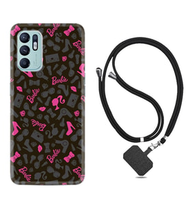 Oppo Reno 6 Kılıf Resimli Boyun Askılı İpli Desenli Silikon Barbie and Shoes 1413