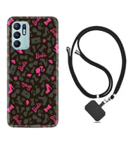 Oppo Reno 6 Kılıf Resimli Boyun Askılı İpli Desenli Silikon Barbie and Shoes 1413