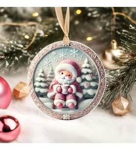 Yılbaşı Çam Ağacı Süsü - 3D Tasarımlı UV Baskılı - Noel Baba