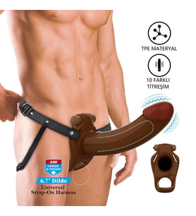 Odins Shop 17,1 cm Titreşimli Belden Bağlamalı İçi Boş 4,5 cm Dolgulu Strapon Dildo - Bradden