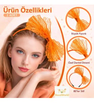 80’ler 90’lar Neon Turuncu Dantel Taç Fiyonklu