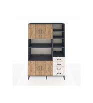 Hyperion Dolap 9 Raflı 4 Çekmeceli 4 Kapaklı 132x44x195 Antrasit-Çam/Aytaşı