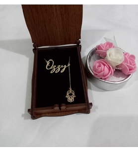 Kişiye Özel 925 Ayar Gümüş Sallantılı Hamsa İsim Kolye