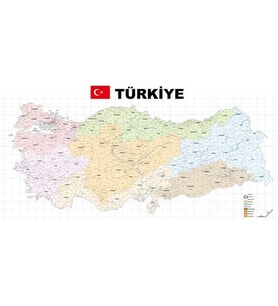 Tutunabilir Kağıt Türkiye Il Ilçe Haritası Yazı Tahtası Akıllı Kağıt Tahta Kalem Hediyeli Dekoratif 95x200 Cm