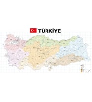 Tutunabilir Kağıt Türkiye Il Ilçe Haritası Yazı Tahtası Akıllı Kağıt Tahta Kalem Hediyeli Dekoratif 95x200 Cm