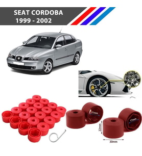 Otozet - Seat Cordoba Bijon Civata Kapağı Kırmızı Renk 20 Adetli Set 17mm 1K06011739B9