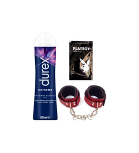 Durex Extreme AnalJel 50 ml + Kırmızı Deri El Kelepçesi + Hediye