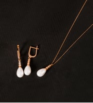 925 Ayar Gümüş Süzme Damla İnci Set (Rose)