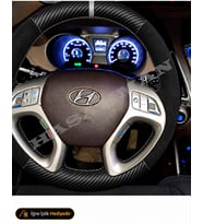 Hyundai ix35 Dikme Direksiyon Kılıfı Alcantara Süet Mat Karbon Gri Yüzük ve Dikiş LM-Style-Style Plus-Elite-Elite APA 2010-2015