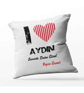 Kişiye Özel Aydın Seninle Daha Güzel Tema Kare Saten Yastık (Beyaz)