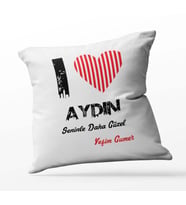 Kişiye Özel Aydın Seninle Daha Güzel Tema Kare Saten Yastık (Beyaz)