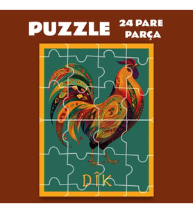 Pazil Bi Kurdî Dîk Horoz - Kürtçe Puzzle Yapboz (24 Pare/Parça - A5) (Çok Renkli)