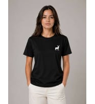 Minimal Geyik Logolu Tişört Bisiklet Yaka Kısa Kol Yazlık T-Shirt - Siyah