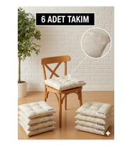 6 Adet Bağcıklı Sandalye Minderi 40x40